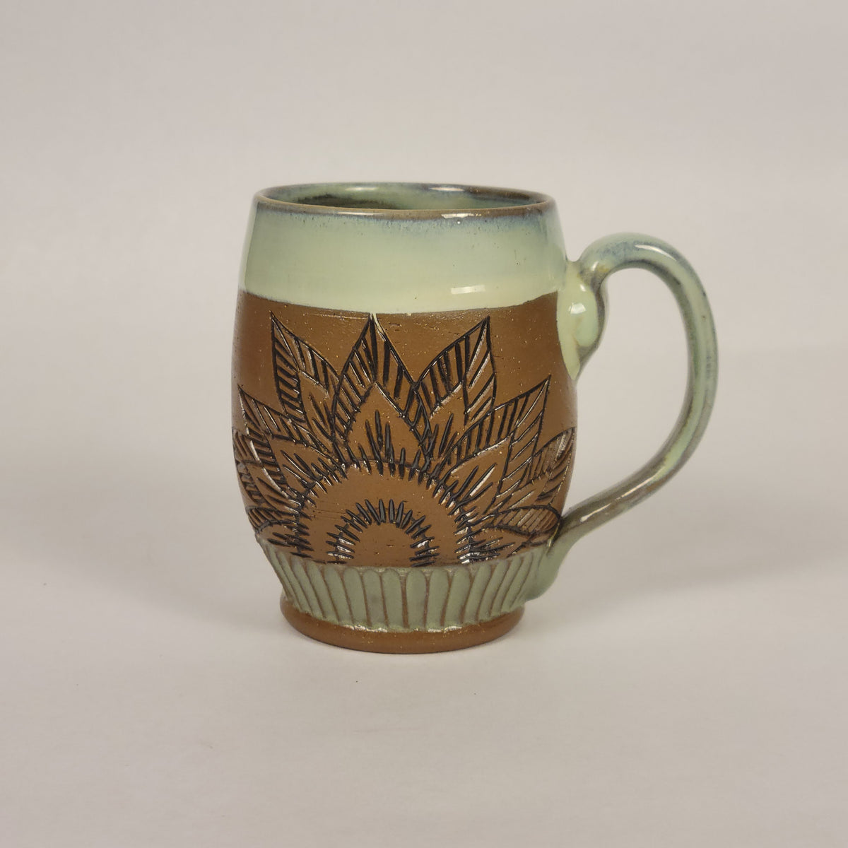 Sage Glazed Mug with Raw Clay Belly
