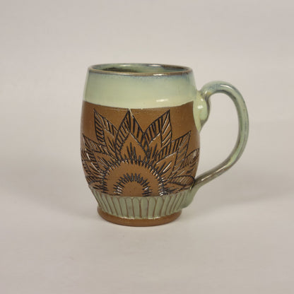 Sage Glazed Mug with Raw Clay Belly