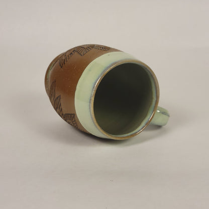 Sage Glazed Mug with Raw Clay Belly
