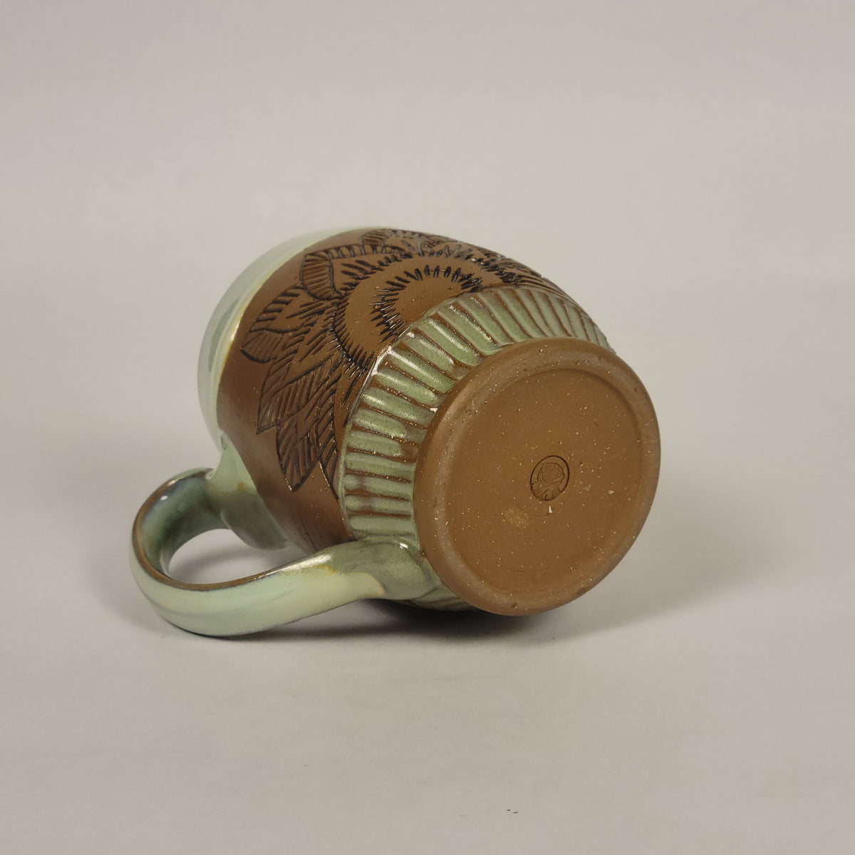 Sage Glazed Mug with Raw Clay Belly