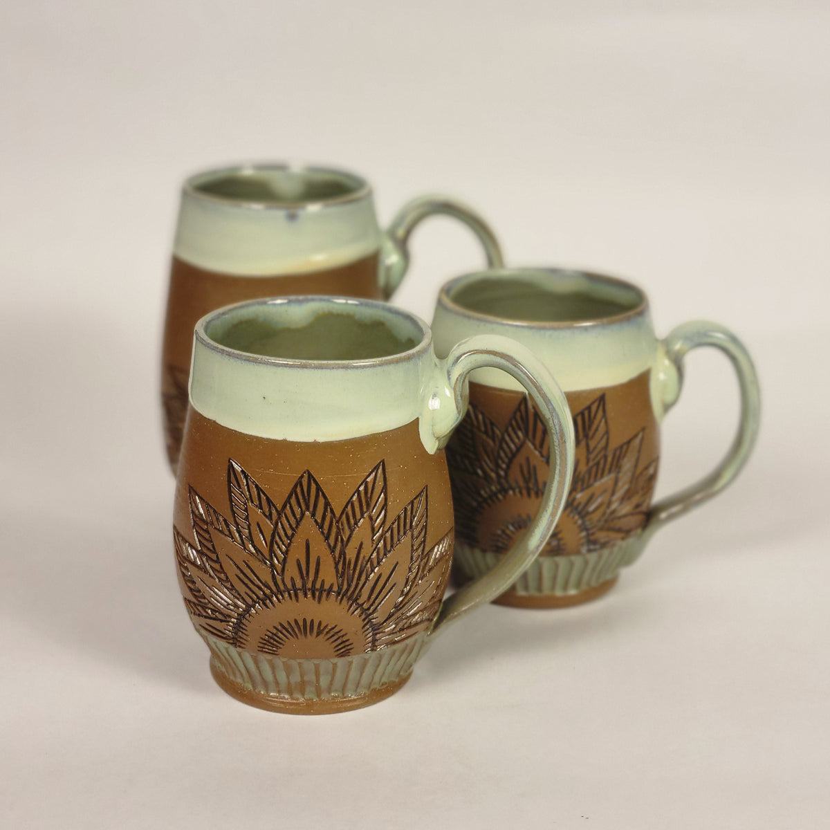 Sage Glazed Mug with Raw Clay Belly