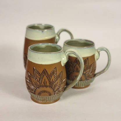 Sage Glazed Mug with Raw Clay Belly