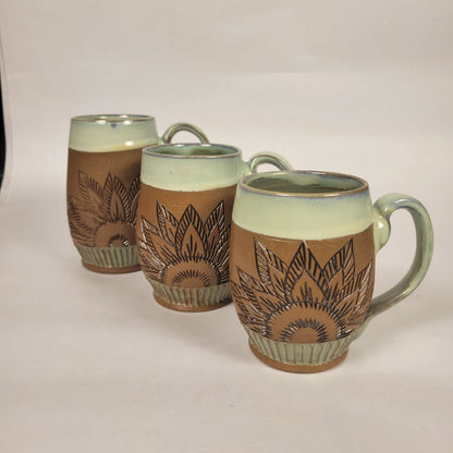Sage Glazed Mug with Raw Clay Belly