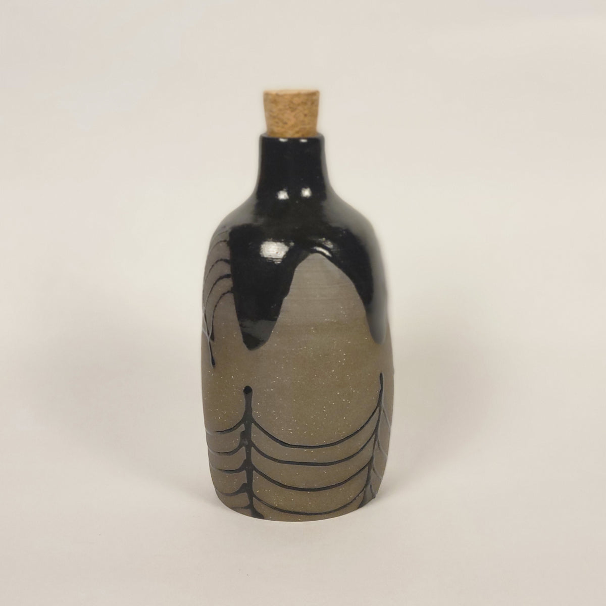 Black Glazed Jar with Cork