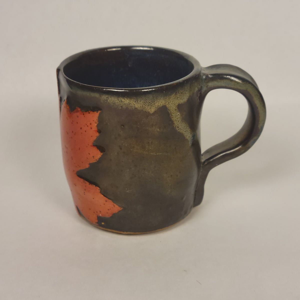Brown with Glazed Orange Leaf Mug