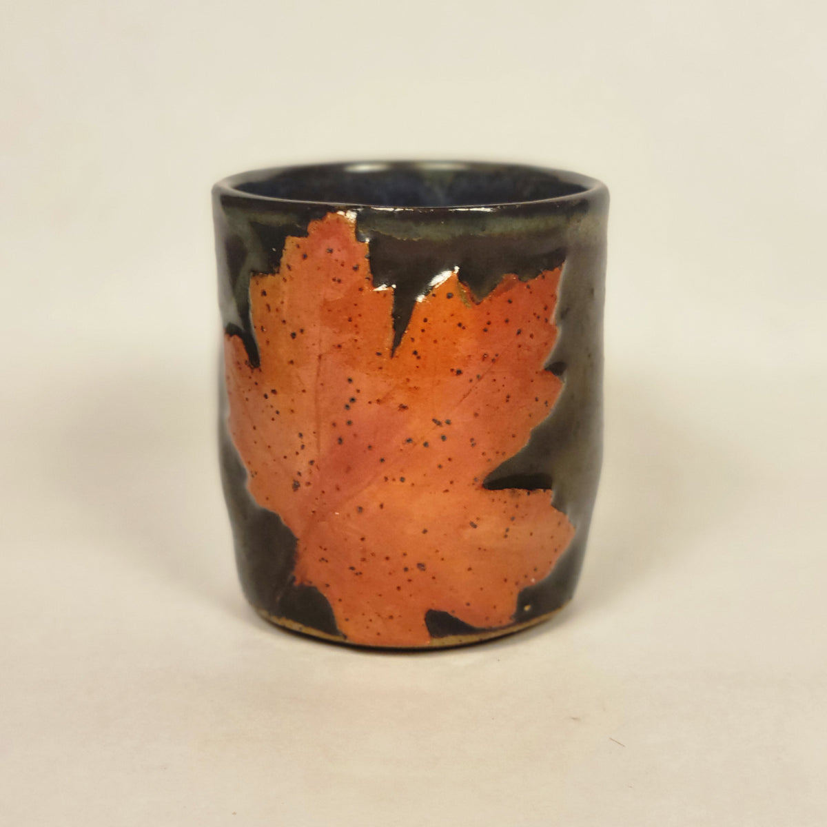 Brown with Glazed Orange Leaf Mug