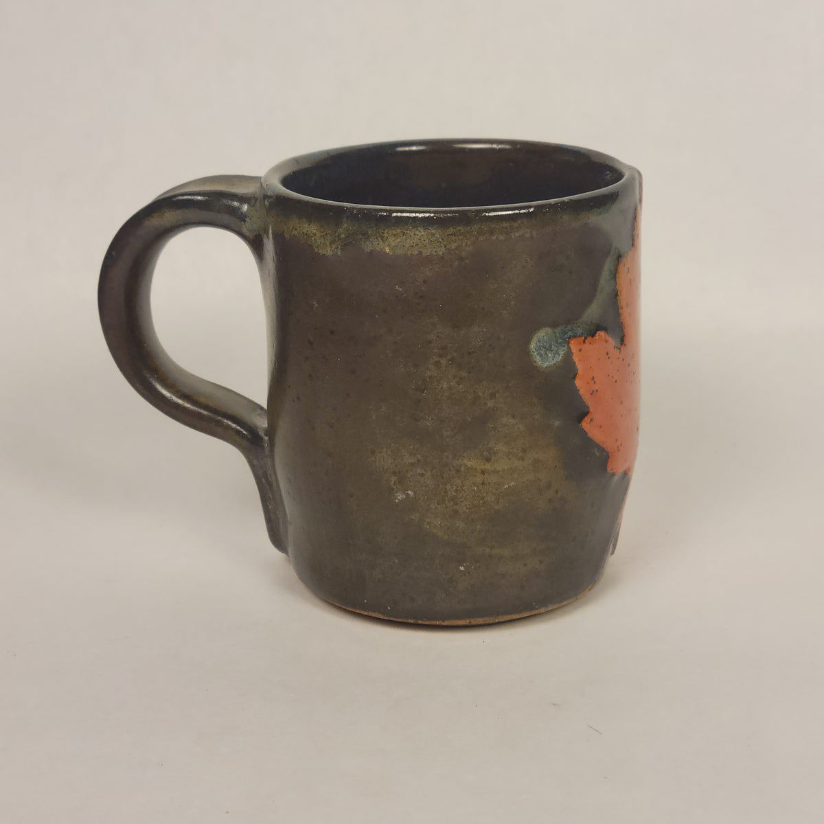 Brown with Glazed Orange Leaf Mug