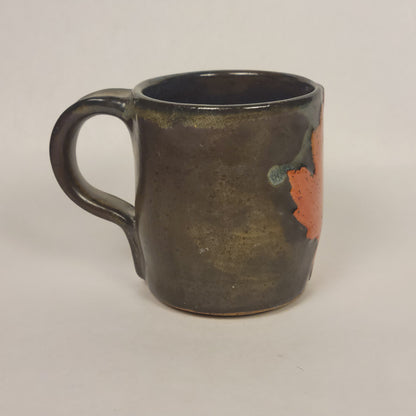 Brown with Glazed Orange Leaf Mug