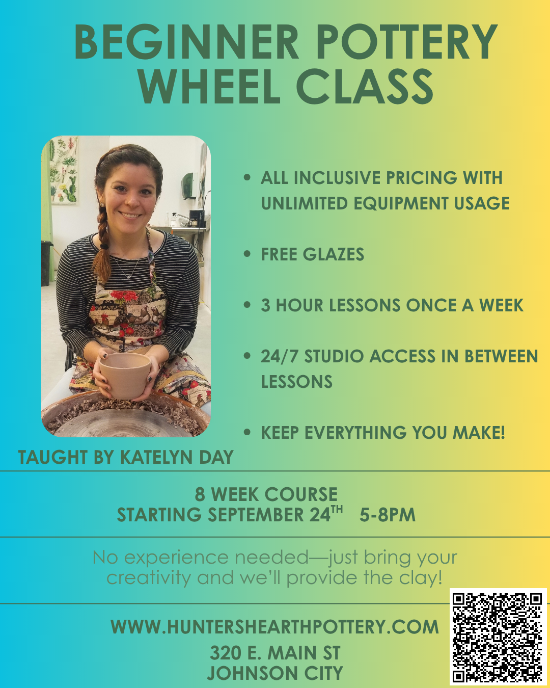 Beginner Pottery Wheel Throwing Class - Wednesday Evenings